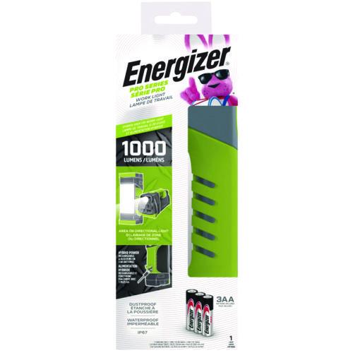 Image of Energizer® ENYPWL31 Pro Series Work Light, Rechargeable Lithium Ion Battery/3 AA Batteries (Included), Gray/Green