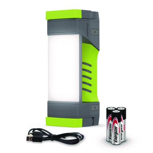 Image of Energizer® ENYPWL31 Pro Series Work Light, Rechargeable Lithium Ion Battery/3 AA Batteries (Included), Gray/Green