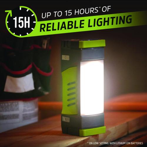 Image of Energizer® ENYPWL31 Pro Series Work Light, Rechargeable Lithium Ion Battery/3 AA Batteries (Included), Gray/Green