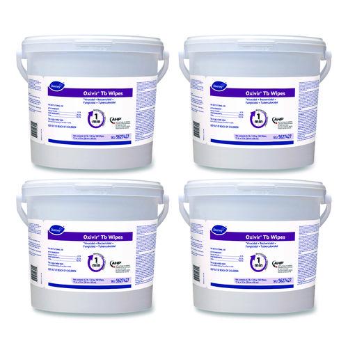 Image of Diversey 5627427 Oxivir TB Disinfectant Wipes, 11 x 12, White, 160/Bucket, 4 Buckets/Carton