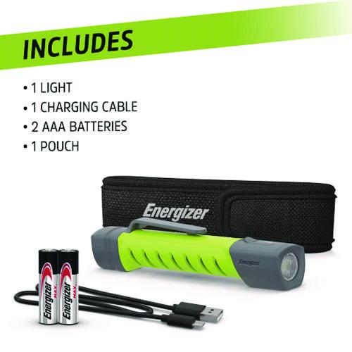 Image of Energizer® ENYPHH21 Pro Series Hybrid Handheld, Rechargeable Lithium Ion Battery/2 AA Batteries (Included), Gray/Green