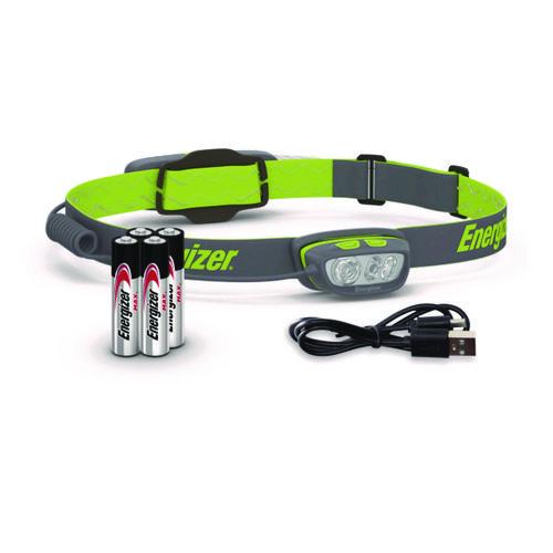 Image of Energizer® ENY38A42P Pro Series Multi-Color Hybrid Headlamp, Rechargeable Lithium Ion Battery/4 AAA Batteries (Included), Gray/Green