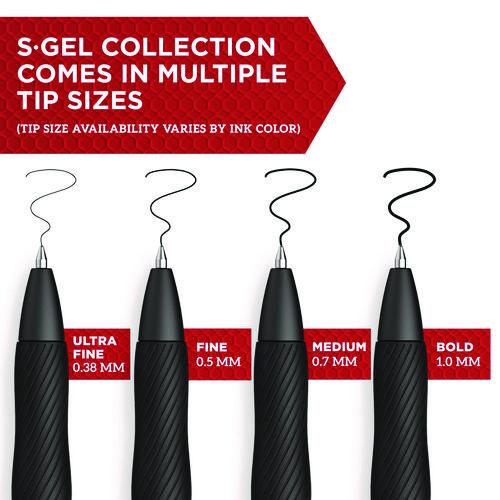 Image of Sharpie® S-Gel 2096134 S-GEL HIGH-PERFORMANCE GEL PEN, RETRACTABLE, MEDIUM 0.7 MM, BLACK INK, BLACK BARREL, 4/PACK