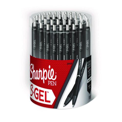 Image of Sharpie® S-Gel 2096180 S-GEL HIGH-PERFORMANCE GEL PEN, RETRACTABLE, MEDIUM 0.7 MM, BLACK INK, BLACK BARREL, 36/PACK
