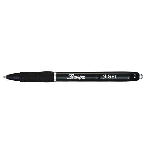 Image of Sharpie® S-Gel 2096180 S-GEL HIGH-PERFORMANCE GEL PEN, RETRACTABLE, MEDIUM 0.7 MM, BLACK INK, BLACK BARREL, 36/PACK