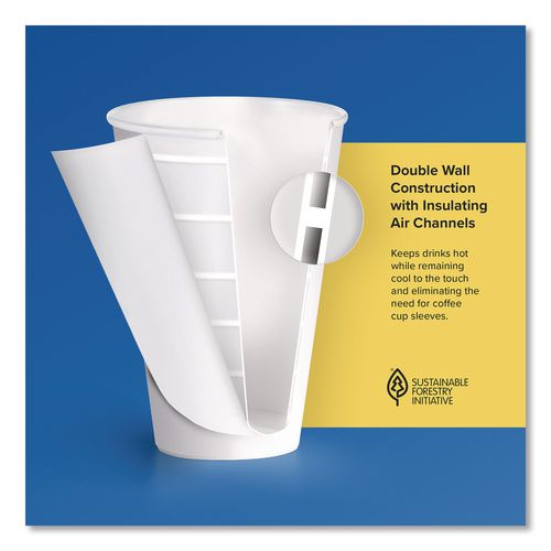 Image of SOLO® DWTG16W Thermoguard Insulated Paper Hot Cups, 16 oz, White Sustainable Forest Design, 30/Pack