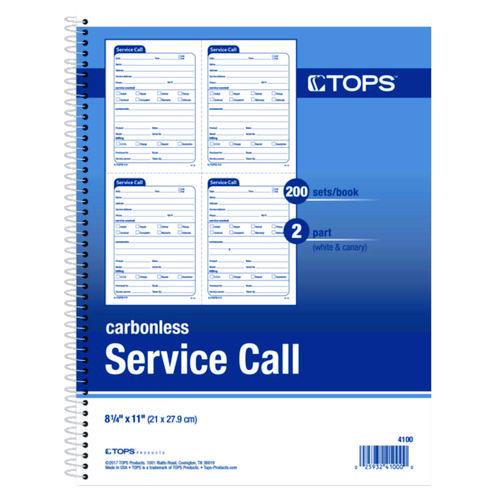 Image of TOPS 4100 Service Call Book, Two-Part Carbonless, 5.5 x 3.88, 4 Forms/Sheet, 200 Forms Total