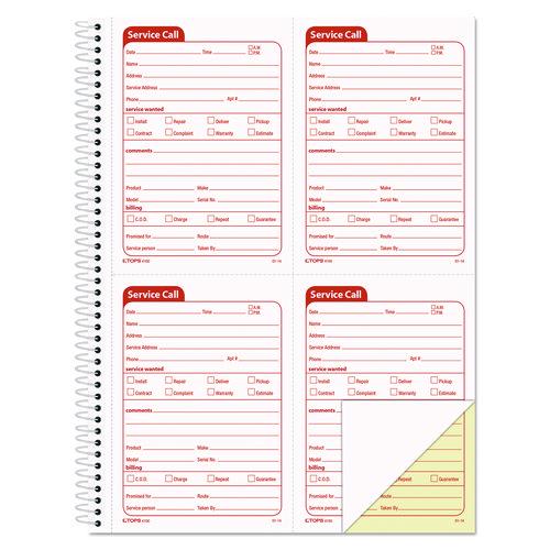 Image of TOPS 4100 Service Call Book, Two-Part Carbonless, 5.5 x 3.88, 4 Forms/Sheet, 200 Forms Total
