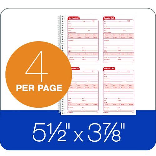 Image of TOPS 4100 Service Call Book, Two-Part Carbonless, 5.5 x 3.88, 4 Forms/Sheet, 200 Forms Total