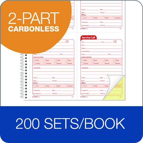 Image of TOPS 4100 Service Call Book, Two-Part Carbonless, 5.5 x 3.88, 4 Forms/Sheet, 200 Forms Total