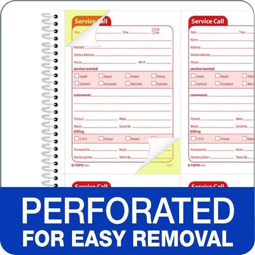 Image of TOPS 4100 Service Call Book, Two-Part Carbonless, 5.5 x 3.88, 4 Forms/Sheet, 200 Forms Total