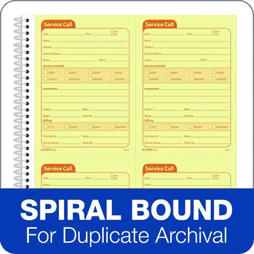 Image of TOPS 4100 Service Call Book, Two-Part Carbonless, 5.5 x 3.88, 4 Forms/Sheet, 200 Forms Total