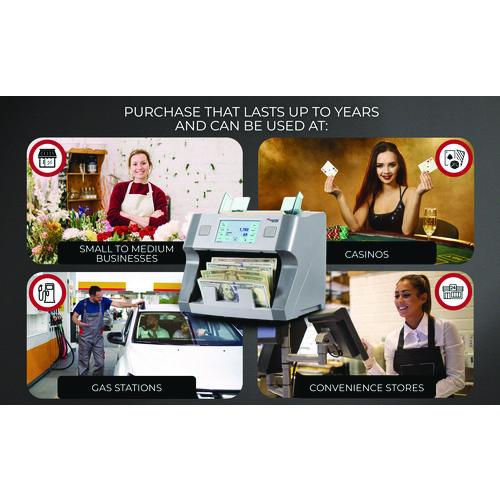 Image of Cassida 9900R 9900R Two-Pocket Mixed Bill Counter, Three Speeds: 800 bills/min, 1,000 bills/min, 1,200 bills/min, 9.5 x 11 x 10.4, Gray