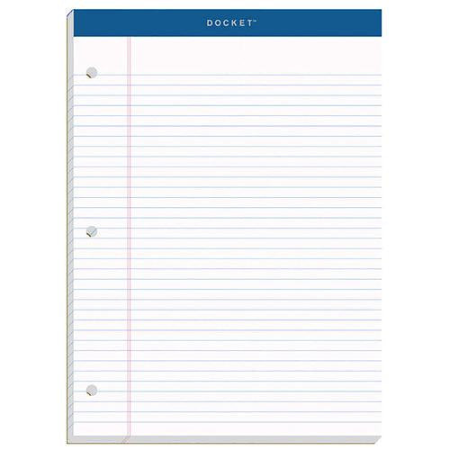 Image of TOPS 63384 Double Docket Ruled Pads with Extra Sturdy Back, Medium/College Rule, (100) White 8.5 x 11 Sheets