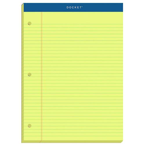 Image of TOPS 63383 Double Docket Ruled Pads with Extra Sturdy Back, Medium/College Rule, (100) Canary Yellow 8.5 x 11 Sheets