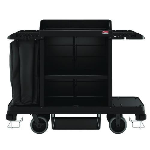 Image of Suncast Commercial® HKC1000 Standard Housekeeping Cart, Plastic, 1 Shelf, 24" x 62.13" x 49.75", Black