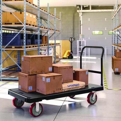 Image of Suncast Commercial® PDPT3060 Resin Platform Truck, 1,600 lb Capacity, 30.25 x 64.5 x 41, Black