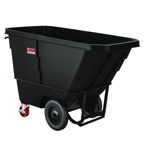 Image of Suncast Commercial® RMTTHD100 1 cu yd Heavy Duty Tilt Truck, Forkliftable Frame, 2,200 lb Capacity, Black/Red
