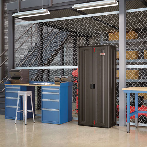 Image of Suncast Commercial® BMCCPD7204 Tall Storage Cabinet, Five Shelves: One Fixed, Four Adjustable, 30" x 20.25" x 72", Gray