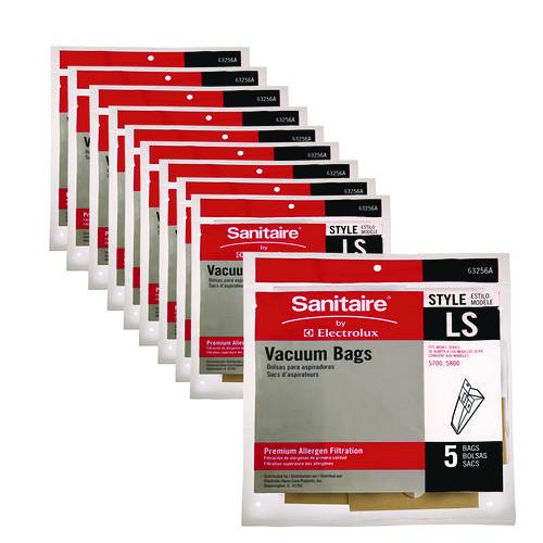 Image of Sanitaire® 63256A Commercial Upright Vacuum Cleaner Replacement Bags, Style LS, 5/Pack, 10 Packs/Carton