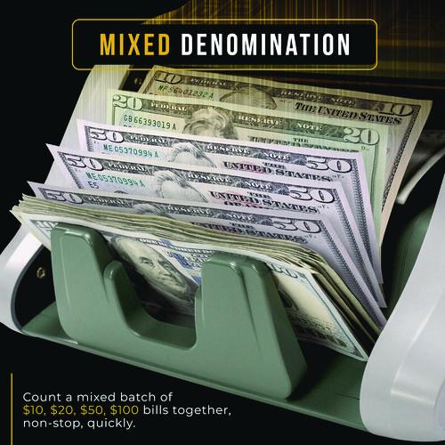 Image of Kolibri KBR-500 KBR-500 Mixed Denomination Bill Counter, 1,200 Bills/Min, 9.2" x 14.3" x 13", Light Gray/Black