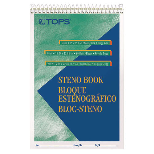 Image of TOPS 8001 Gregg Steno Pads, Gregg Rule, (60) Green-Tint 6 x 9 Sheets