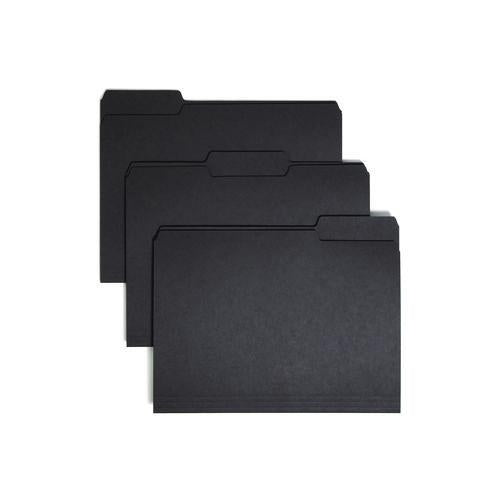 Image of Smead 10243 Interior File Folders, 1/3-Cut Tabs: Assorted, Letter Size, 0.75" Expansion, Black/Gray, 100/Box