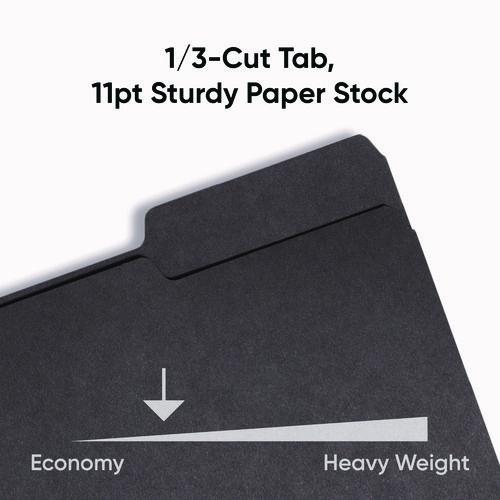 Image of Smead 10243 Interior File Folders, 1/3-Cut Tabs: Assorted, Letter Size, 0.75" Expansion, Black/Gray, 100/Box