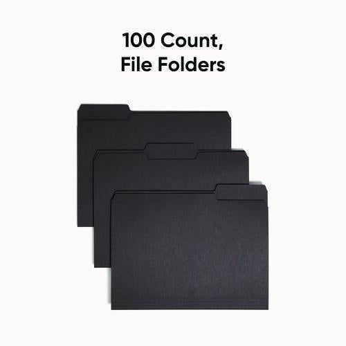 Image of Smead 10243 Interior File Folders, 1/3-Cut Tabs: Assorted, Letter Size, 0.75" Expansion, Black/Gray, 100/Box