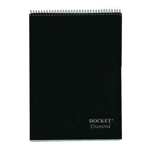 Image of TOPS 63978 Docket Diamond Top-Wire Ruled Planning Pad, Black Cover, Wide/Legal Rule, (60) White 8.5 x 11 Sheets