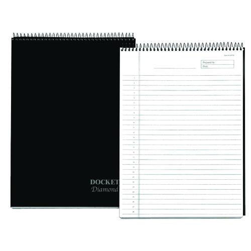 Image of TOPS 63978 Docket Diamond Top-Wire Ruled Planning Pad, Black Cover, Wide/Legal Rule, (60) White 8.5 x 11 Sheets