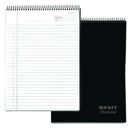 Image of TOPS 63978 Docket Diamond Top-Wire Ruled Planning Pad, Black Cover, Wide/Legal Rule, (60) White 8.5 x 11 Sheets
