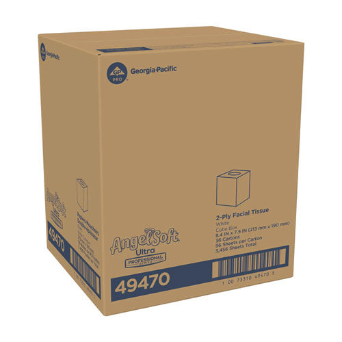 Image of Angel Soft® 49470 ps Ultra Facial Tissue, 2-Ply, White, 96 Sheets/Box, 36 Boxes/Carton