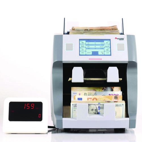 Image of Cassida 9900R 9900R Two-Pocket Mixed Bill Counter, Three Speeds: 800 bills/min, 1,000 bills/min, 1,200 bills/min, 9.5 x 11 x 10.4, Gray