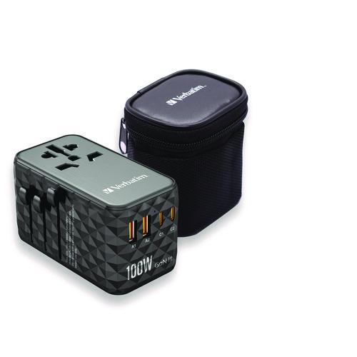 Image of Verbatim® 32121 UTA-06 Gan III Universal Travel Adapter, (2) USB-A/(2) USB-C/Quick Charge 4+