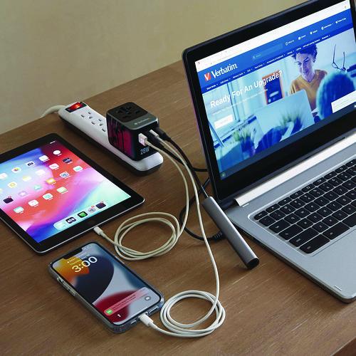 Image of Verbatim® 32122 UTA-07 Universal Travel Adapter, (3) USB-A, (3) USB-C
