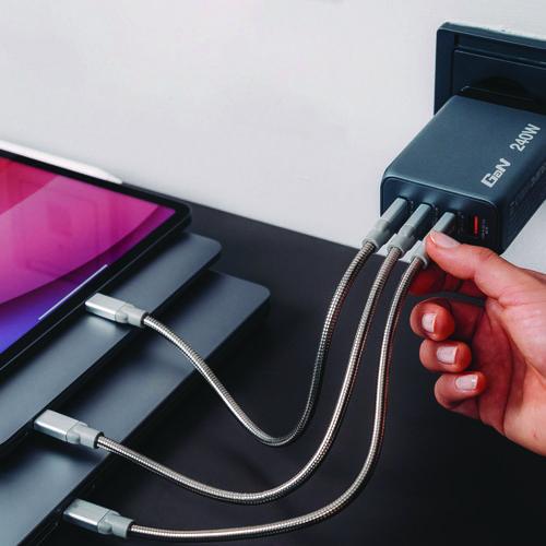 Image of Verbatim® 32205 240 W 4-Port GaN Wall Charger, Black/Gray