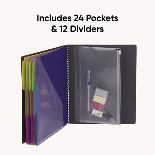 Image of Smead 89206 Poly Project Organizer, 24 Letter-Size Sleeves, Gray With Bright Pockets