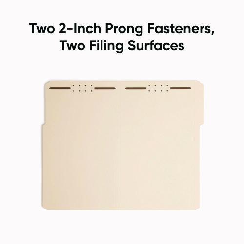 Image of Smead Top Tab Fastener Folders, 1/3-Cut Tabs: Assorted, 0.75" Expansion, 2 Fasteners, Legal Size, Manila Exterior, 50/Box