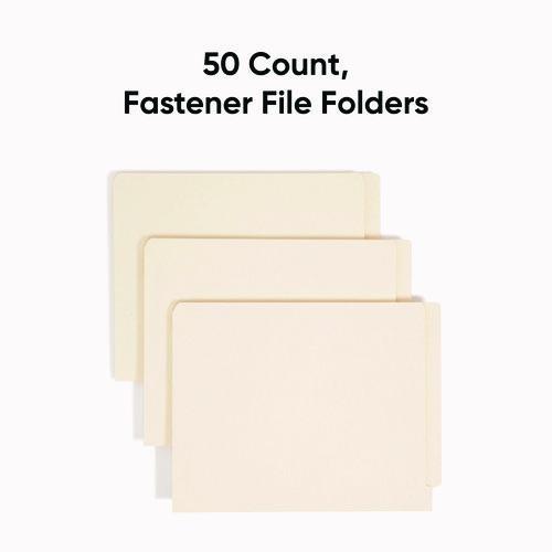 Image of Smead End Tab Fastener Folders with Reinforced Straight Tabs, 11-pt Manila, 2 Fasteners, Letter Size, Manila Exterior, 50/Box