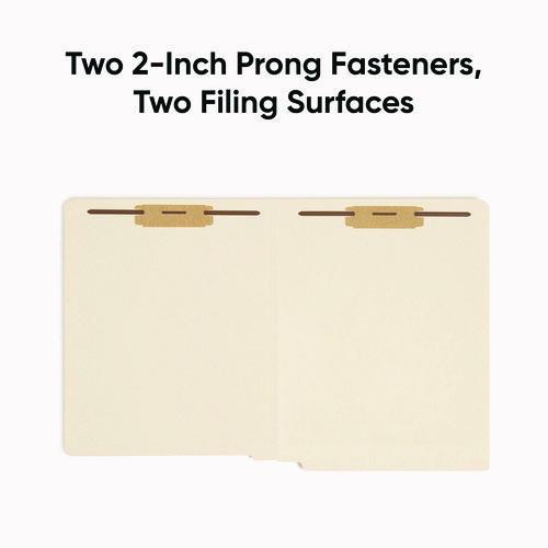 Image of Smead End Tab Fastener Folders with Reinforced Straight Tabs, 11-pt Manila, 2 Fasteners, Letter Size, Manila Exterior, 50/Box