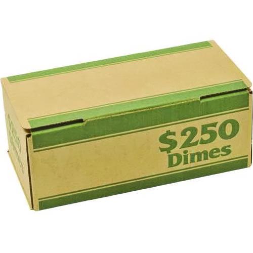 Image of CONTROLTEKÂ® Dimes Coin Box, 1 Compartment, 15.5 x 19.25 x 4.5, Kraft/Green, 50/Pack
