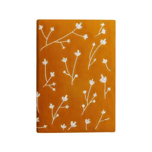Image of Denik AHBC508L Vegan-Leather Layflat Flexible Cover Journal, Samantha Branches/Leaves, College Rule, Orange/Cream Cover, (72) 8 x 5.5 Sheets