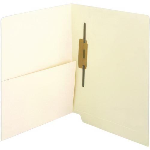 Image of Medical Arts Press® 52408 Slash Pocket End Tab Fastener Folders, Straight Tab, 1 Spine-Oriented Fastener, Letter Size, Manila, 50/Box
