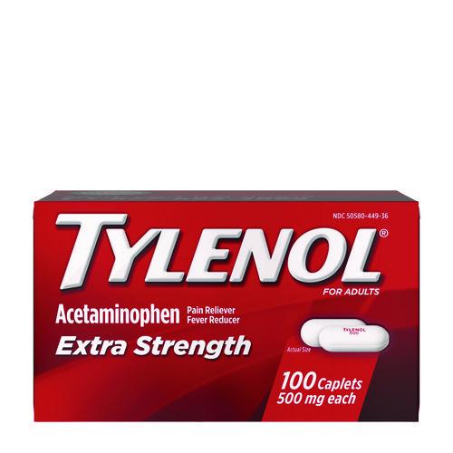 Image of Tylenol® 044909 Extra Strength Pain Reliever Caplets, 100 Count