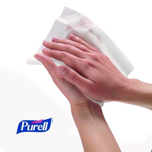 Image of PURELL® 9027-12 Cottony Soft Individually Wrapped Sanitizing Hand Wipes, 5 x 7, Unscented, White, 120/Box