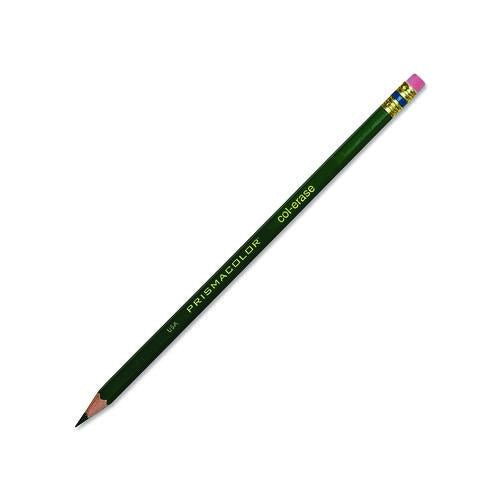 Image of Prismacolor® 20046 Col-Erase Pencil With Eraser, 0.7 Mm, 2b (#1), Green Lead, Green Barrel, Dozen