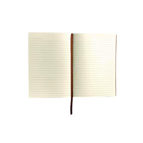 Image of Denik AHBC508L Vegan-Leather Layflat Flexible Cover Journal, Samantha Branches/Leaves, College Rule, Orange/Cream Cover, (72) 8 x 5.5 Sheets