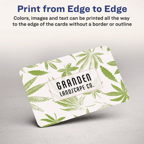 Image of Avery® 88220 Print-to-the-Edge Business Cards with Rounded Corners, Inkjet, 2 x 3.5, White, 8 Cards/Sheet, 20 Sheets/Pack