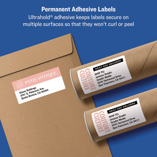 Image of Avery® 95910 Shipping Labels w/ TrueBlock Technology, Inkjet/Laser Printers, 2 x 4, White, 10/Sheet, 500 Sheets/Carton